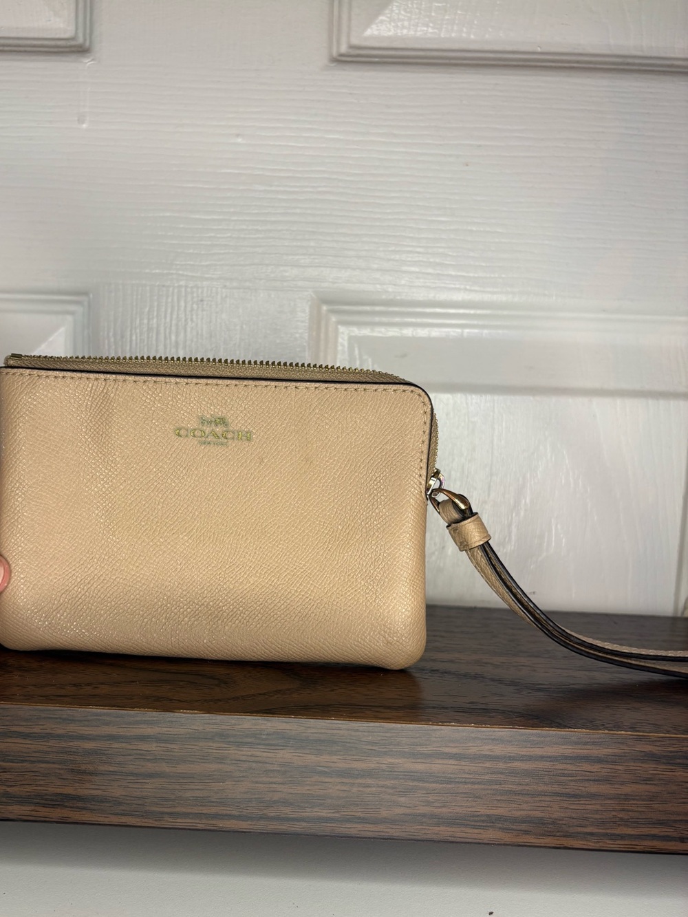 Coach Tan Leather Wristlet with Detachable Strap